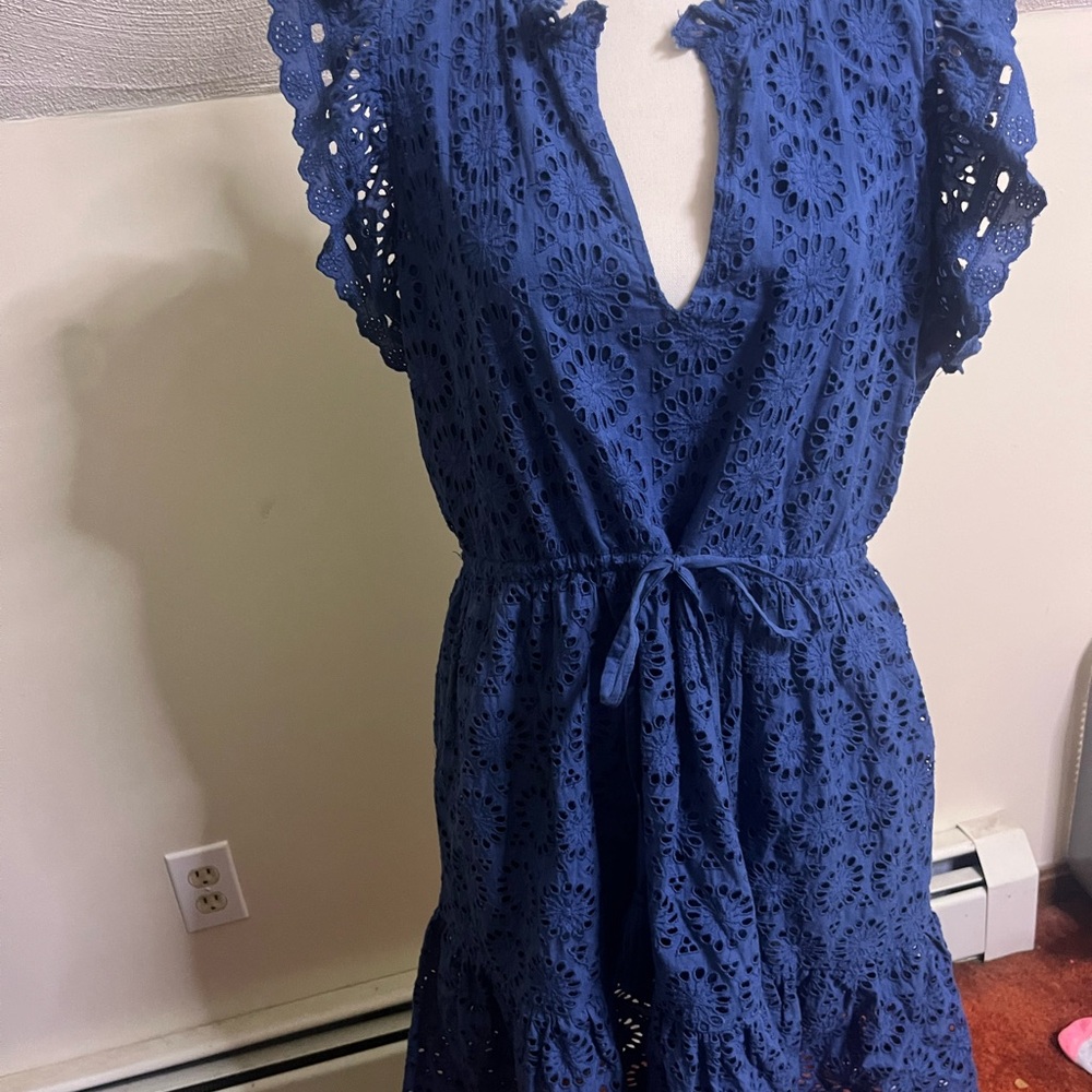 Blue Eyelet Lace Dress - Picture 2 of 3